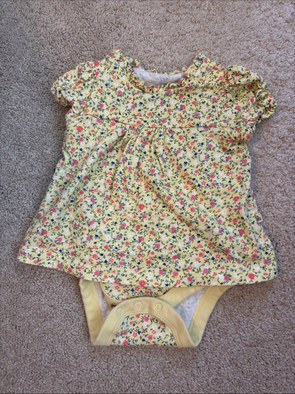 GAP Yellow Floral Baby Bodysuit Dress